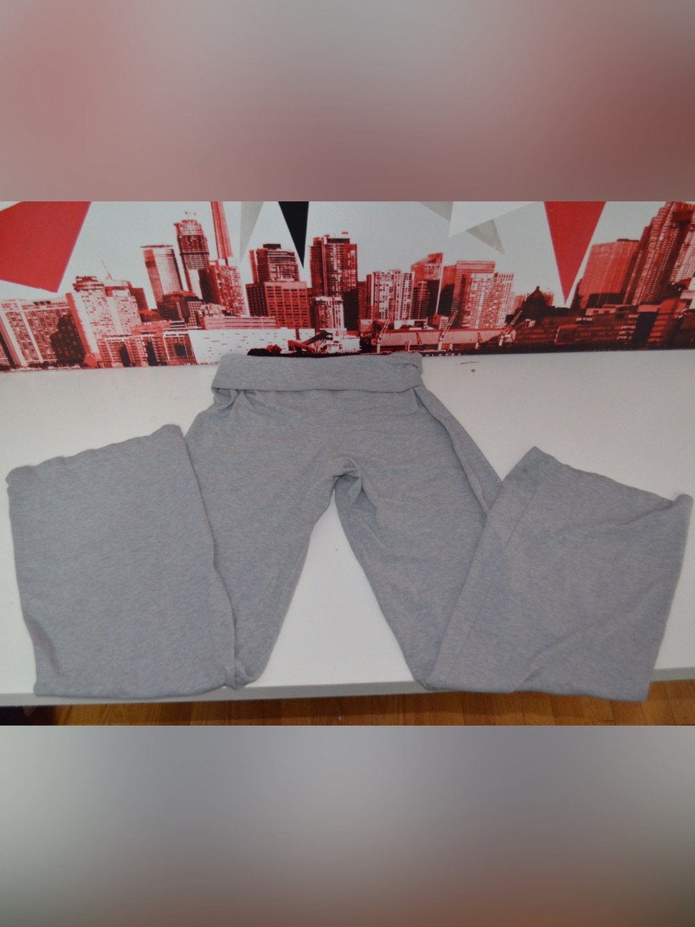 Brandy Melville Light Gray Wide-Leg foldover leggings